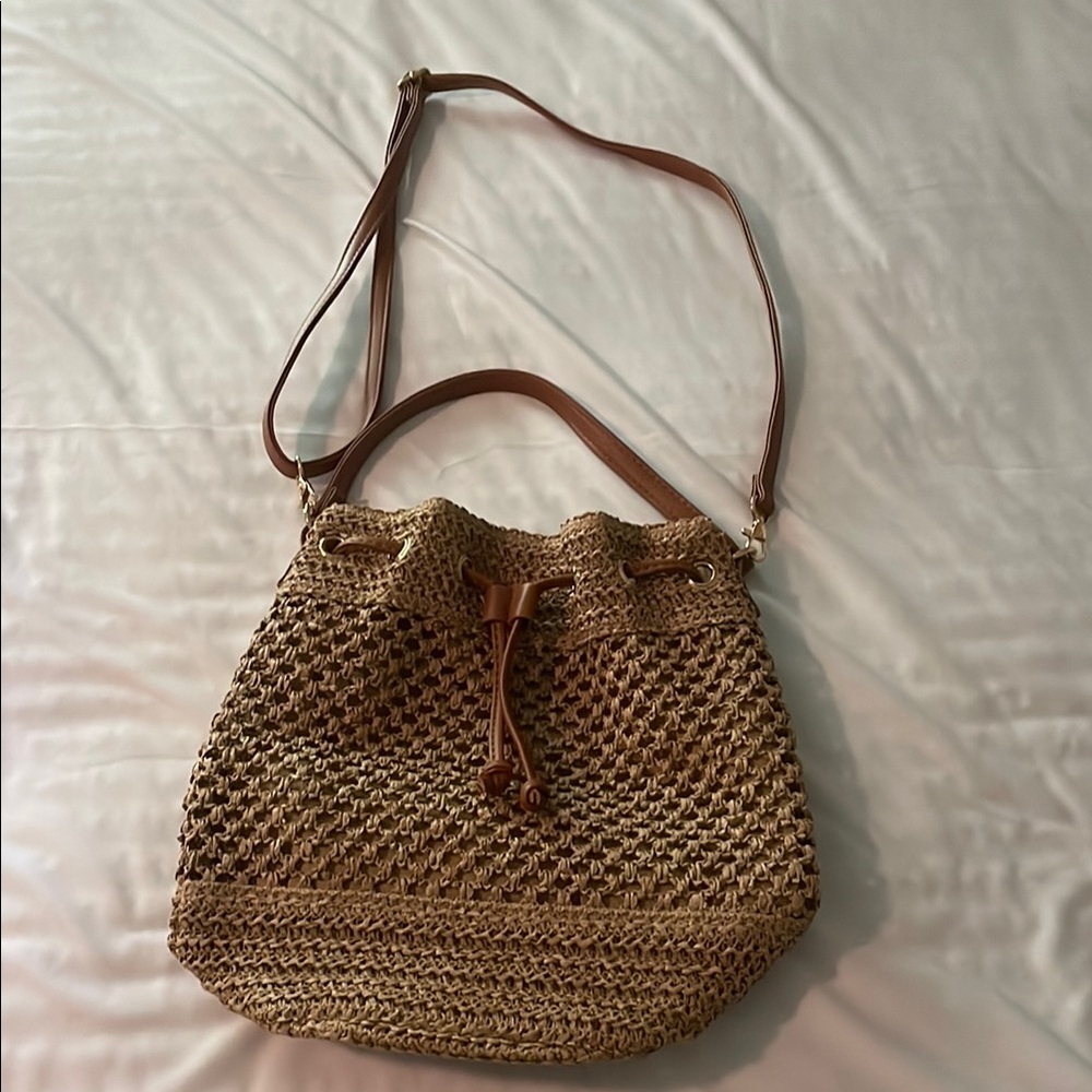 Brown Woven Shoulder Bag
